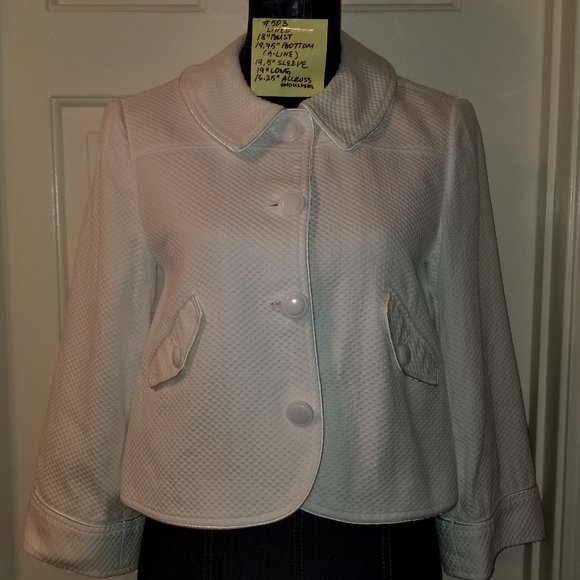 ✅#502 Preowned White Apostrophe A-Line Jacket S - Picture 1 of 9